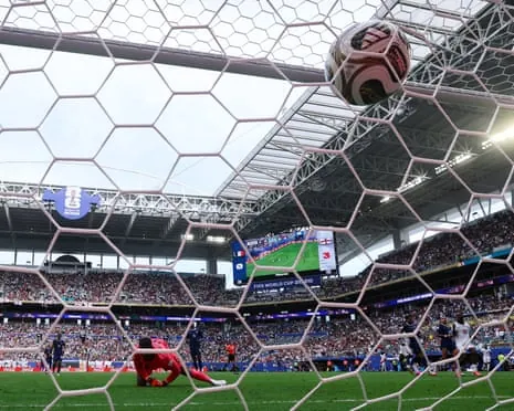 Bukayo Saka scores England’s fourth against France in Miami